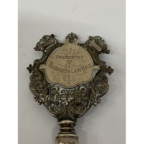 5 - A HALLMARKED BIRMINGHAM SILVER KEY ENGRAVED 