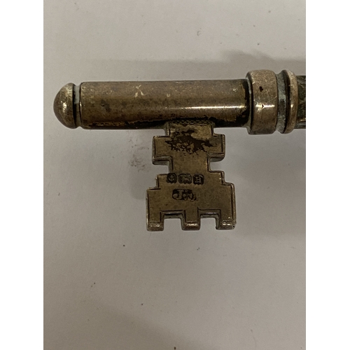 5 - A HALLMARKED BIRMINGHAM SILVER KEY ENGRAVED 