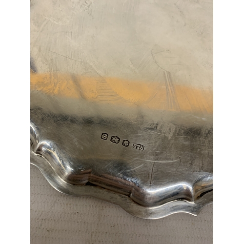12 - A HALLMARKED 1967 SHEFFIELD SILVER TRAY, MAKER ROBERTS & BELK LTD WEIGHT 150 GRAMS, WIDTH 15CM. THE ... 