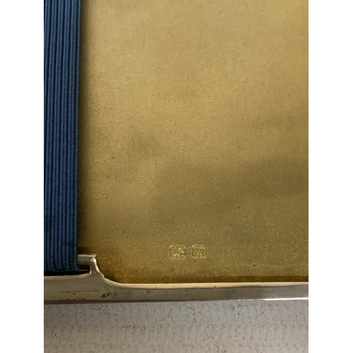 15 - A HALLMARKED BIRMINGHAM SILVER CIGARETTE CASE AND POUCH, WEIGHT 199.2 GRAMS, LENGTH 13CM