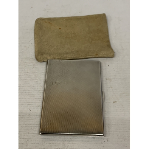 15 - A HALLMARKED BIRMINGHAM SILVER CIGARETTE CASE AND POUCH, WEIGHT 199.2 GRAMS, LENGTH 13CM