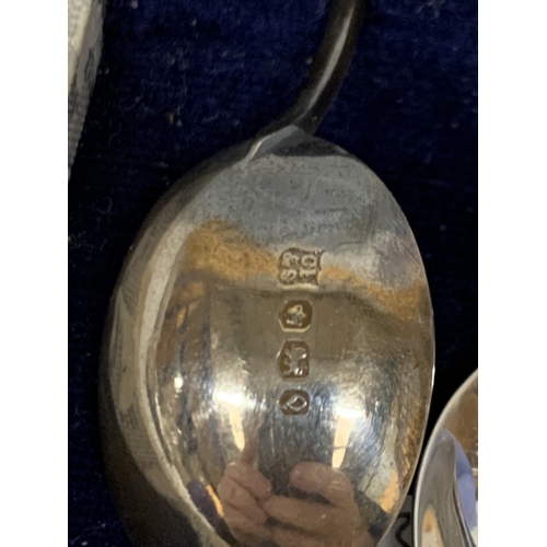 17 - A SET OF SIX HALLMARKED SHEFFIELD COFFEE BEAN SPOONS BOXED, WEIGHT 35.3 GRAMS