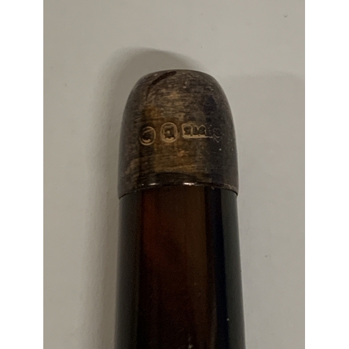 24 - AN AMBER AND 9CT GOLD CHEROOT HOLDER IN FITTED CASE