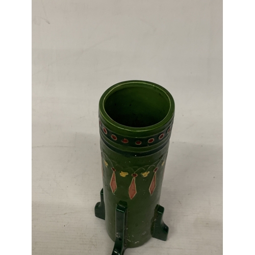 31 - AN ART NOUVEAU GREEN GLAZED EICHWALD POTTERY CERAMIC VASE, HEIGHT 21CM