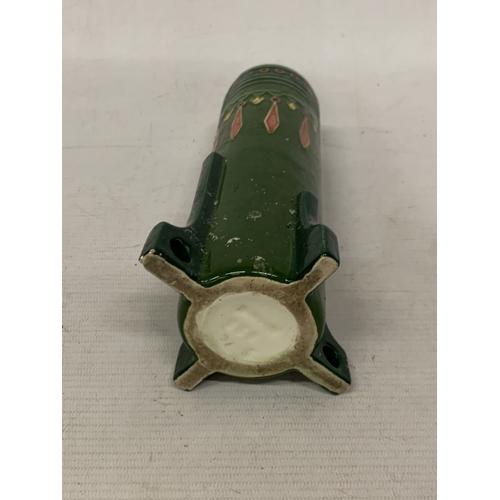 31 - AN ART NOUVEAU GREEN GLAZED EICHWALD POTTERY CERAMIC VASE, HEIGHT 21CM