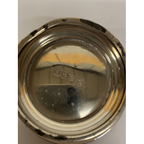 10 - A HALLMARKED BIRMINGHAM SILVER MUSTARD POT WITH BLUE LINER AND HALLMARKED BIRMINGHAM SILVER SALT WIT... 