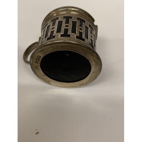 10 - A HALLMARKED BIRMINGHAM SILVER MUSTARD POT WITH BLUE LINER AND HALLMARKED BIRMINGHAM SILVER SALT WIT... 