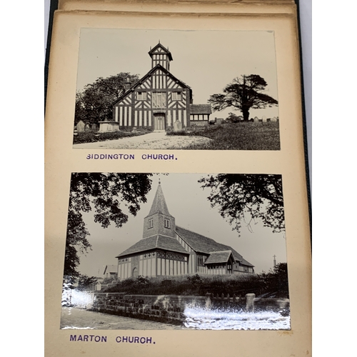 30 - A LATE 19TH/EARLY 20TH CENTURY PHOTO ALBUM CONTAINING APPROXIMATELY 70 PHOTOS OF OLD CHESHIRE BUILDI... 