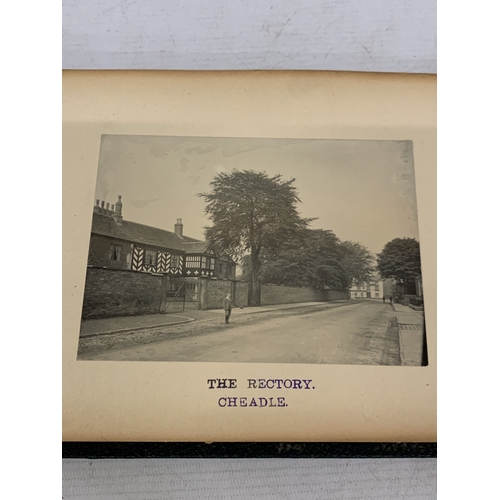 30 - A LATE 19TH/EARLY 20TH CENTURY PHOTO ALBUM CONTAINING APPROXIMATELY 70 PHOTOS OF OLD CHESHIRE BUILDI... 