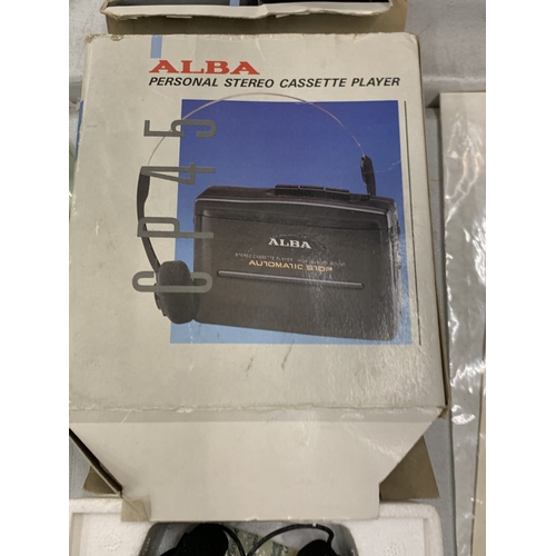 151 - A VINTAGE BOXED ALBA PERSONAL STEREO CASETTE PLAYER