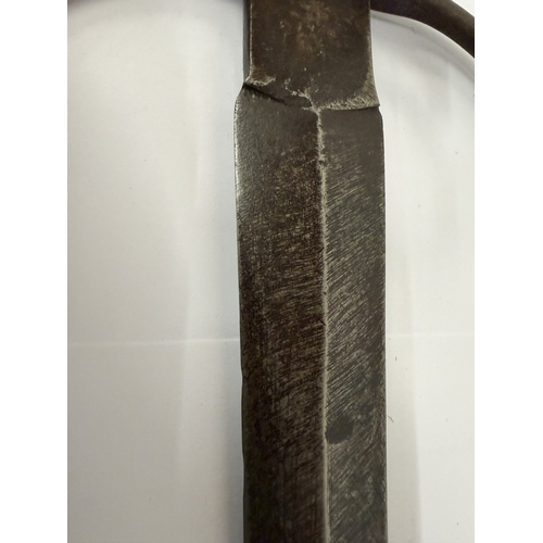 318 - AN ANTIQUE GERMAN LEFT HAND DAGGER, 27CM DOUBLE EDGED BLADE, LENGTH 40CM
