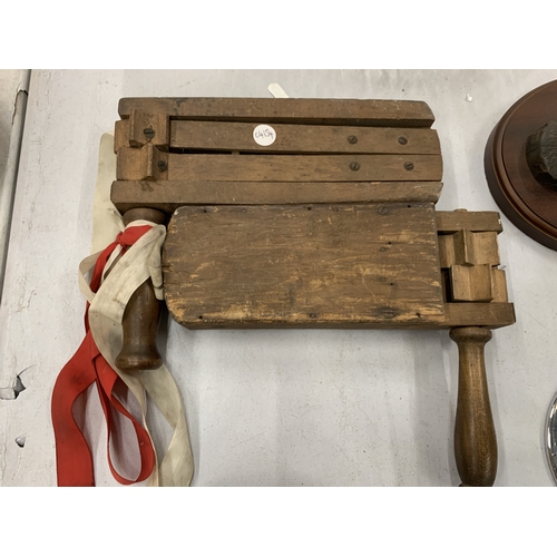 TWO VINTAGE FOOTBALL RATTLES
