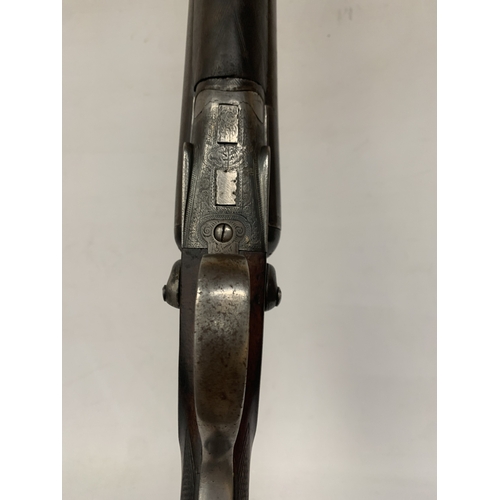 37 - AN ANTIQUE DE-ACTIVATED 12 BORE SIDE BY SIDE SHOTGUN WITH DE-ACTIVATIION CERTIFICATE