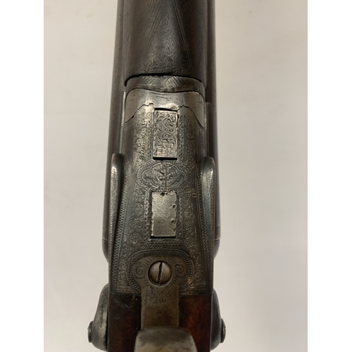 37 - AN ANTIQUE DE-ACTIVATED 12 BORE SIDE BY SIDE SHOTGUN WITH DE-ACTIVATIION CERTIFICATE