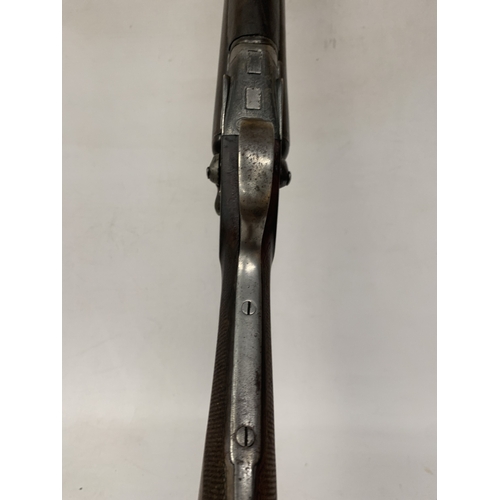 37 - AN ANTIQUE DE-ACTIVATED 12 BORE SIDE BY SIDE SHOTGUN WITH DE-ACTIVATIION CERTIFICATE
