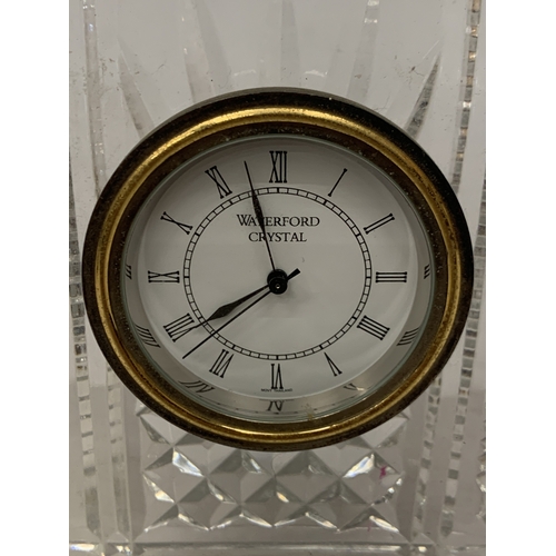 42 - A WATERFORD CRYSTAL 'ATRIUM' MANTLE CLOCK, HEIGHT 18CM