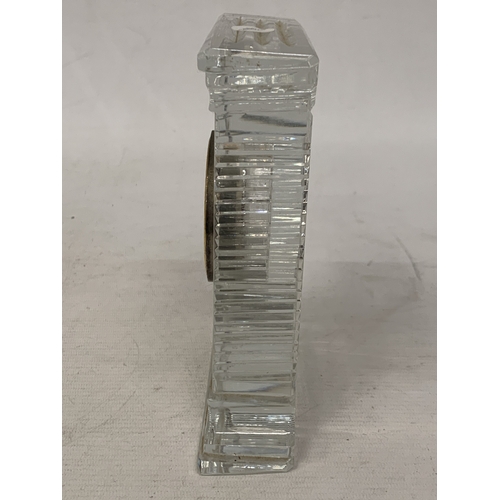 42 - A WATERFORD CRYSTAL 'ATRIUM' MANTLE CLOCK, HEIGHT 18CM