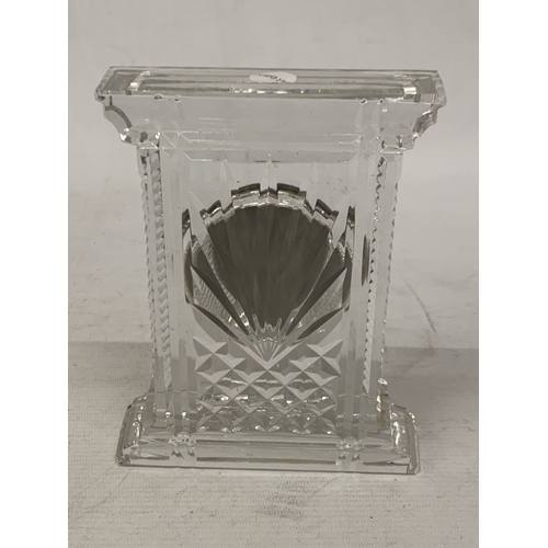 42 - A WATERFORD CRYSTAL 'ATRIUM' MANTLE CLOCK, HEIGHT 18CM