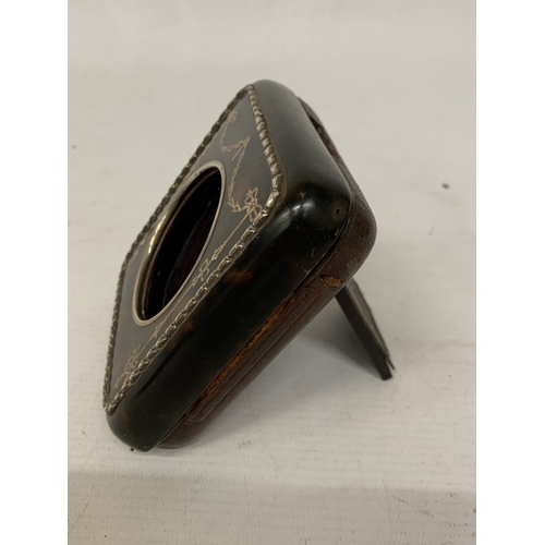 8 - A VINTAGE GOLIATH POCKET WATCH CASE, MADE FROM FAUX TORTOISE SHELL WITH WHITE METAL (POSSIBLY SILVER... 