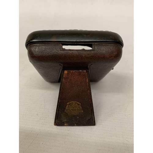 8 - A VINTAGE GOLIATH POCKET WATCH CASE, MADE FROM FAUX TORTOISE SHELL WITH WHITE METAL (POSSIBLY SILVER... 