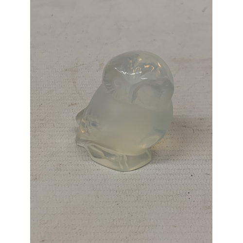 9 - A LALIQUE BLUE OPALESCENT 'OWL NYCTAL' FIGURINE - BOXED, HEIGHT 6CM