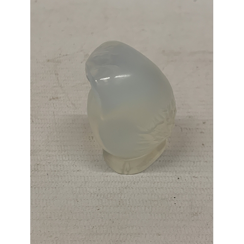 9 - A LALIQUE BLUE OPALESCENT 'OWL NYCTAL' FIGURINE - BOXED, HEIGHT 6CM