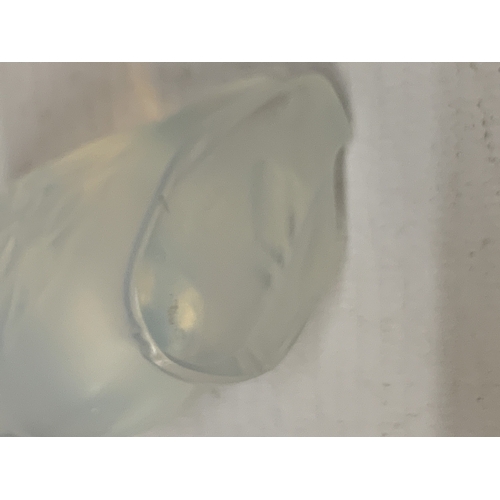 9 - A LALIQUE BLUE OPALESCENT 'OWL NYCTAL' FIGURINE - BOXED, HEIGHT 6CM