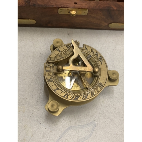 48 - TWO SMALL BRASS SEXTANTS, ONE BOXED