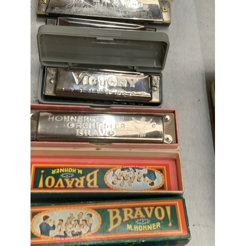 49 - ELEVEN HARMONICAS TO INCLUDE HERO, PARROT, BRAVO, ETC - MAINLY HOHNER