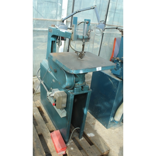 6 - A MEDDINGS SCROLL SAW 3 PHASE WITH LIGHT IN WORKING ORDER NO VAT