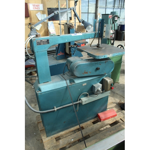 6 - A MEDDINGS SCROLL SAW 3 PHASE WITH LIGHT IN WORKING ORDER NO VAT