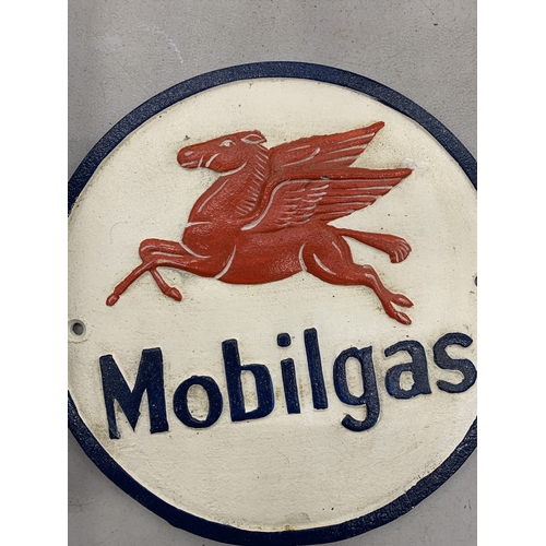 194 - A CAST 'MOBILGAS' SIGN WITH THE PEGASUS