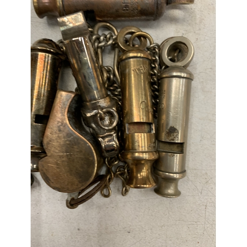 43 - A COLLECTION OF WHISTLES TO INCLUDE A METROPOLITAN POLICE WHISTLE BY J.D. HUDSON & CO., BIRMINGHAM, ... 