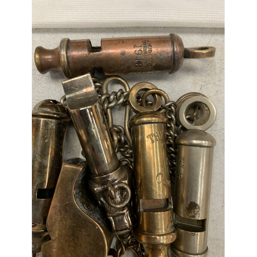 43 - A COLLECTION OF WHISTLES TO INCLUDE A METROPOLITAN POLICE WHISTLE BY J.D. HUDSON & CO., BIRMINGHAM, ... 