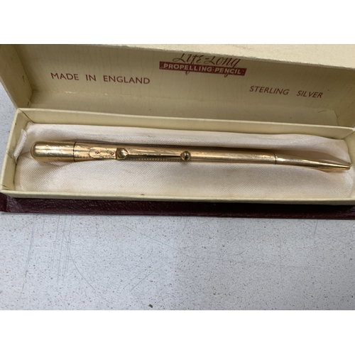 49 - A VINTAGE LIFE-LONG STERLING SILVER PROPELLING PENCIL IN BOX