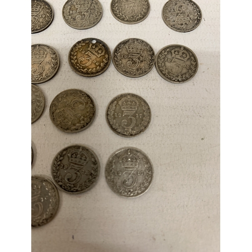 50 - A GROUP OF FIFTEEN PRE 1920 SILVER THREEPENCES