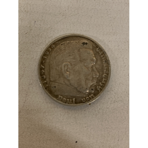 52 - A 1935 GERMAN 5 MARK SILVER COIN