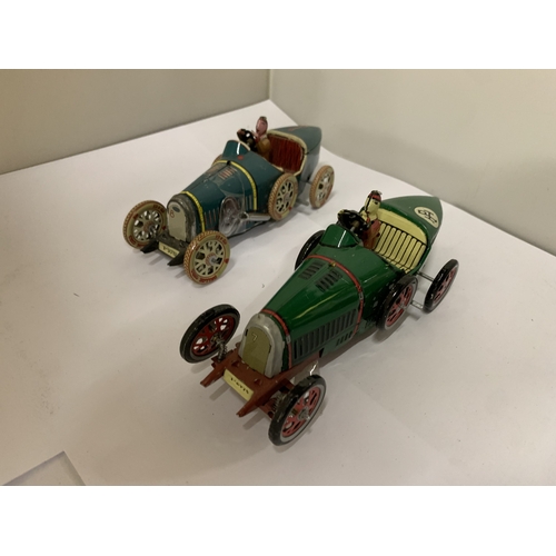 TWO TIN PLATE KEY WIND BUGATTI CARS - WITH KEYS