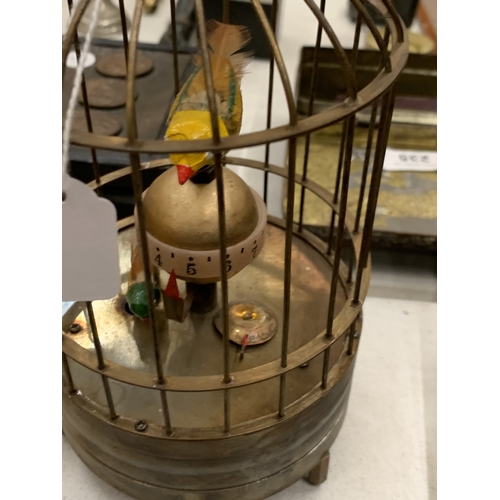 187 - A BRASS BIRD CAGE CLOCK
