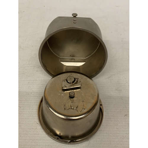 13 - A VINTAGE 1930'S SMITH'S CAR DASHBOARD CLOCK, WITH A WHITE DIAL AND BLUE HANDS, MADE BY THE CRICKLEW... 