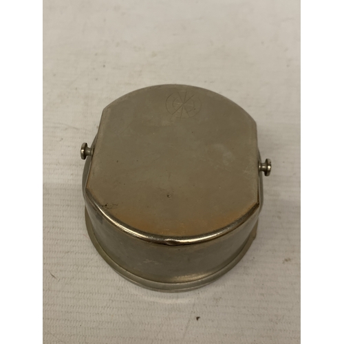 13 - A VINTAGE 1930'S SMITH'S CAR DASHBOARD CLOCK, WITH A WHITE DIAL AND BLUE HANDS, MADE BY THE CRICKLEW... 