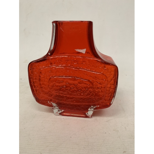 19 - A RED WHITEFRIARS STYLE TEXTURED TV VASE