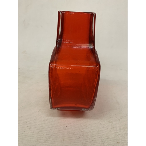 19 - A RED WHITEFRIARS STYLE TEXTURED TV VASE