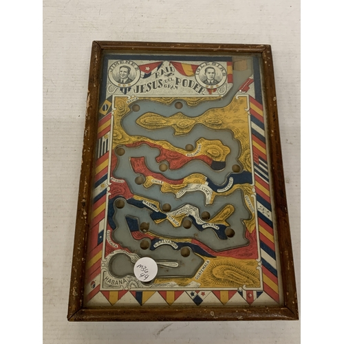 36 - AN ANTIQUE 'RAID JESUS DEL GRAN PODER' 1927 GAME OF DEXTERITY, FROM SPAIN