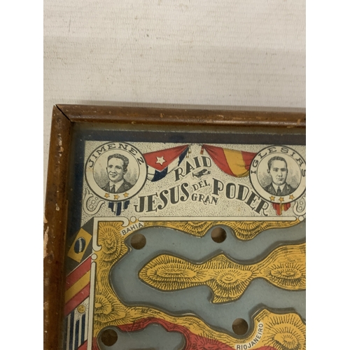 36 - AN ANTIQUE 'RAID JESUS DEL GRAN PODER' 1927 GAME OF DEXTERITY, FROM SPAIN