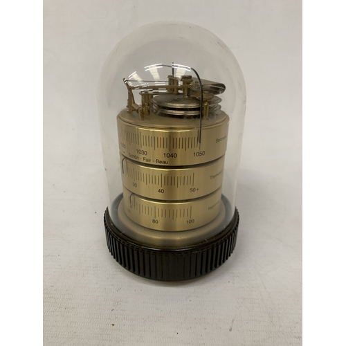 38 - A GERMAN BARIGO BRASS WEATHER STATION BAROMETER WITH A DOME