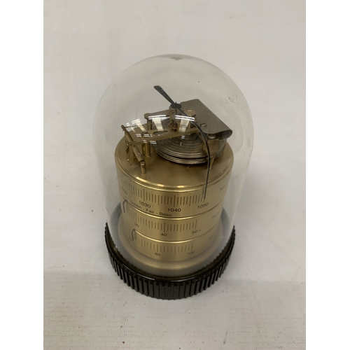 38 - A GERMAN BARIGO BRASS WEATHER STATION BAROMETER WITH A DOME