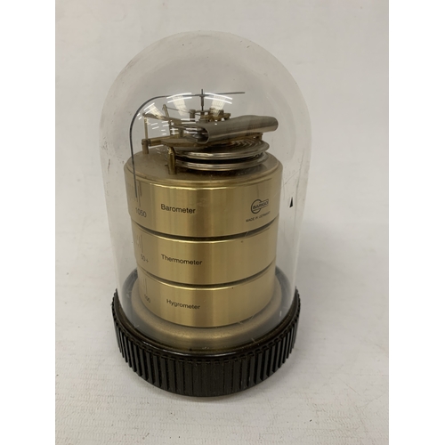 38 - A GERMAN BARIGO BRASS WEATHER STATION BAROMETER WITH A DOME