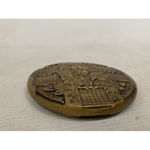 55 - A BRONZE CALENDAR MEDAL FOR 1993 DESIGNED BY J MAUVIEL WITH ANIMALS AND FISH DESIGN