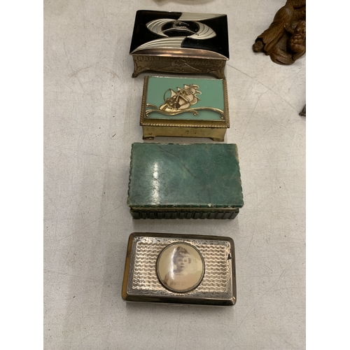 51 - FOUR VINTAGE BOXES TO INCLUDE AN ART DECO WITH LEAPING DEER, ONYX, ETC
